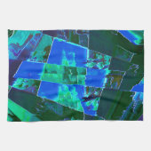 抽象芸術の緑の牧草地の部分と青い空、切り込み キッチンタオル (横)