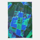 抽象芸術の緑の牧草地の部分と青い空、切り込み キッチンタオル (縦)