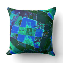 抽象芸術の緑の牧草地の部分と青い空、切り込み