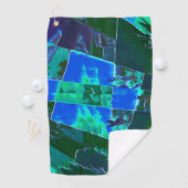 抽象芸術の緑の牧草地の部分と青い空、切り込み ゴルフタオル (インサイチュ)