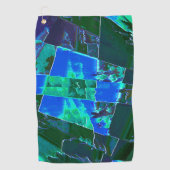 抽象芸術の緑の牧草地の部分と青い空、切り込み ゴルフタオル (正面)