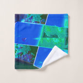 抽象芸術の緑の牧草地の部分と青い空、切り込み バスタオルセット (ウォッシュタオル)