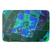 抽象芸術の緑の牧草地の部分と青い空、切り込み バスマット (正面)