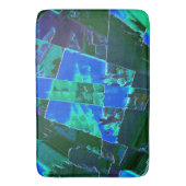 抽象芸術の緑の牧草地の部分と青い空、切り込み バスマット (正面縦)