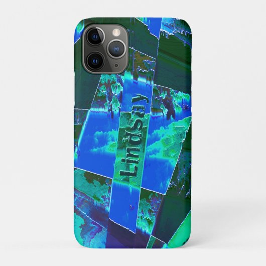 抽象芸術の緑の牧草地の部分と青い空、切り込み Case-Mate iPhoneケース (裏)