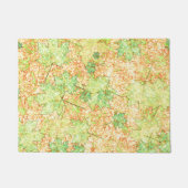 抽象芸術の緑色の葉を引っかいた地面に ドアマット (正面)