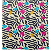 抽象芸術の縞模様(葉のスプラッシュ付き) シャワーカーテン (正面)