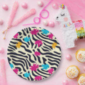 抽象芸術の縞模様(葉のスプラッシュ付き) ペーパープレート (パーティー)