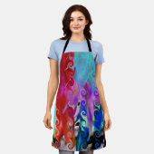 抽象芸術の縮れ毛デザイン エプロン (着用した状態)