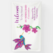 抽象芸術の美しいハミングバードと花 横断幕 (縦)