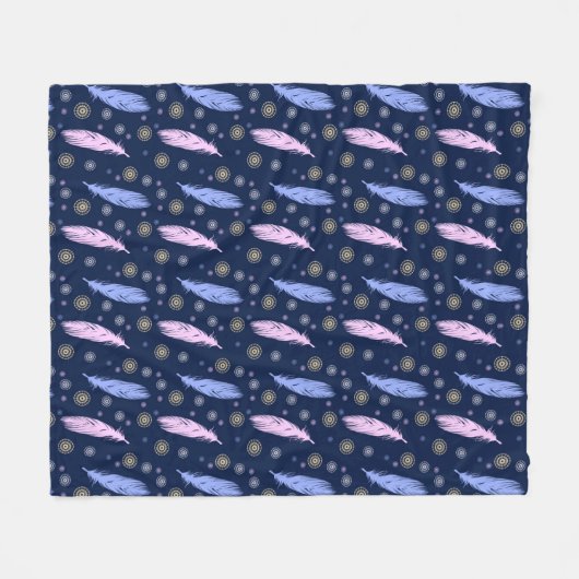 抽象芸術の羽パターン フリースブランケット (正面(横))