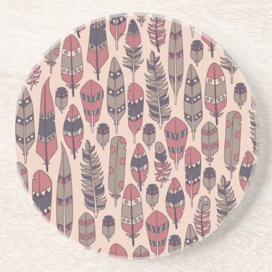 抽象芸術の羽：カラフルヴィンテージの背景。 コースター (正面)