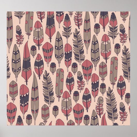 抽象芸術の羽：カラフルヴィンテージの背景。 ポスター (正面)