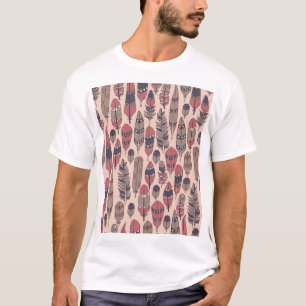 抽象芸術の羽:カラフルヴィンテージの背景。 Tシャツ