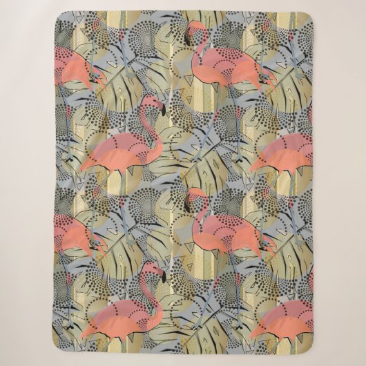 抽象芸術の背景にフラミンゴ シェルパブランケット (正面)