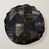 抽象芸術の背景灰色モザイクイラストレーション ラウンドクッション (裏面)