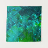 抽象芸術の背景青と緑のモザイク背景 タペストリー (正面(横))