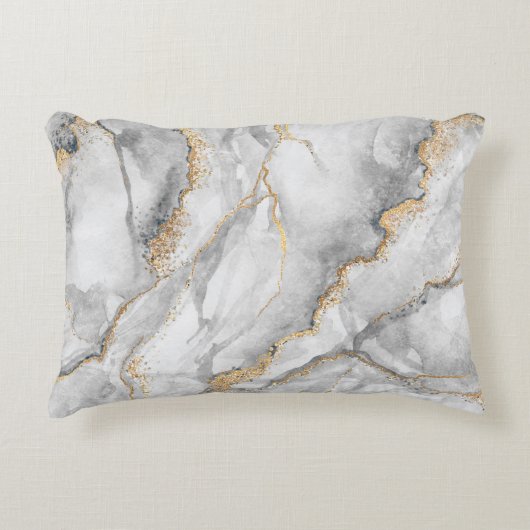 抽象芸術の背景、クリエイティブのテクスチャ（白いマー） アクセントクッション (正面)