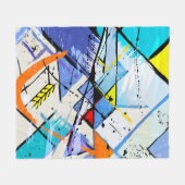 抽象芸術の背景、ジオメトリックライン、スプラッシュ。 フリースブランケット (正面(横))