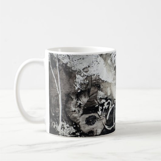 抽象芸術の背景(白黒) コーヒーマグカップ (左)