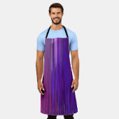 抽象芸術の背景（薄い紫の縦線） エプロン (着用した状態)