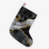 抽象芸術の背景（黒と白の大理石モザイク） スモールクリスマスストッキング (正面 (吊り時))