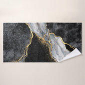 抽象芸術の背景、黒と白の大理石モザイク バスタオル (バスタオル)