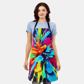 抽象芸術の色と絵を描爆発 エプロン (着用した状態)