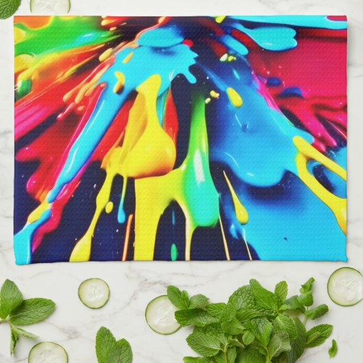 抽象芸術の色と絵を描爆発 キッチンタオル (折り畳み)