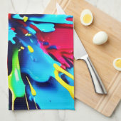 抽象芸術の色と絵を描爆発 キッチンタオル (四つ折り)
