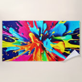 抽象芸術の色と絵を描爆発 ビーチタオル (正面)