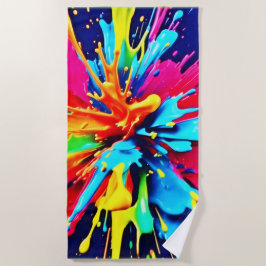 抽象芸術の色と絵を描爆発 ビーチタオル