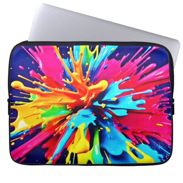 抽象芸術の色と絵を描爆発 ラップトップスリーブ (正面)