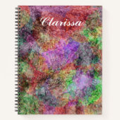 抽象芸術の色のかわいらし渦巻き紫ピンク緑 ノートブック (正面)