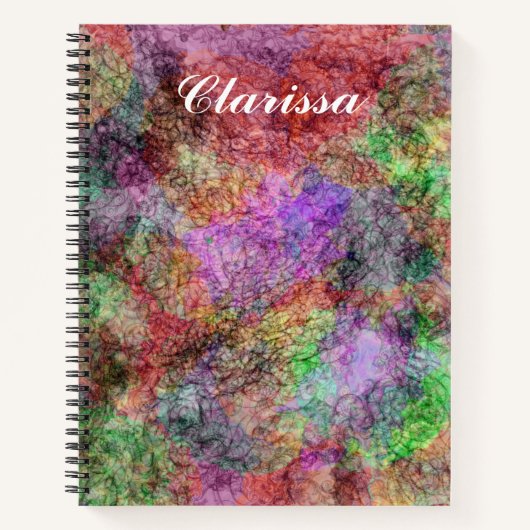抽象芸術の色のかわいらし渦巻き紫ピンク緑 ノートブック (正面)
