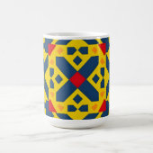 抽象芸術の色を使用したジオメト鮮やかリパターン コーヒーマグカップ (中央)