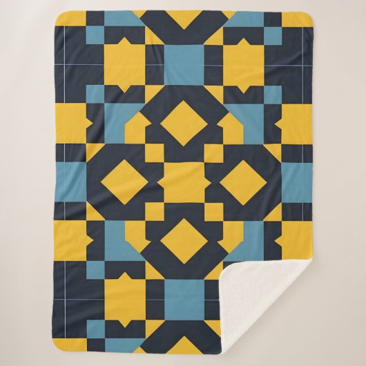 抽象芸術の色を使用したジオメト鮮やかリパターン シェルパブランケット (正面)