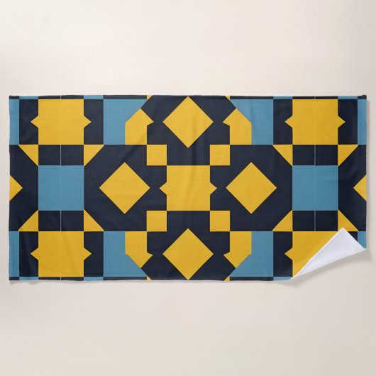 抽象芸術の色を使用したジオメト鮮やかリパターン ビーチタオル (正面)