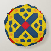 抽象芸術の色を使用したジオメト鮮やかリパターン ラウンドクッション (裏面)