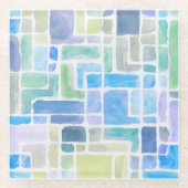 抽象芸術の色彩の鮮やかな水彩画の背景 ガラスコースター (正面)