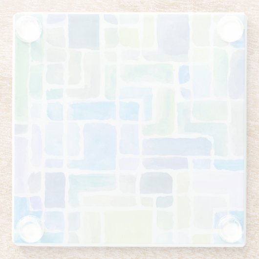 抽象芸術の色彩の鮮やかな水彩画の背景 ガラスコースター (裏面)