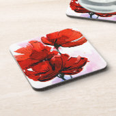 抽象芸術の色彩の鮮やかな花の背景2 コースター (左側)