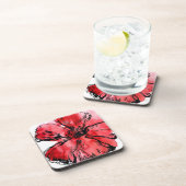 抽象芸術の色彩の鮮やかな花の背景4 コースター (右側)