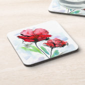 抽象芸術の色彩の鮮やかな花の背景 コースター (左側)