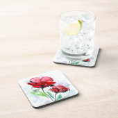 抽象芸術の色彩の鮮やかな花の背景 コースター (右側)