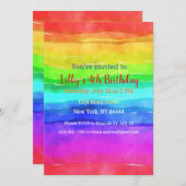 抽象芸術の色彩の鮮やか水色ストライプの虹。 招待状 (正面/裏面)
