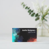 抽象芸術の色(オレンジとブラックターコイズ) 名刺 (スタンド正面)