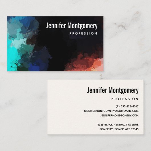 抽象芸術の色(オレンジとブラックターコイズ) 名刺 (正面/裏面)