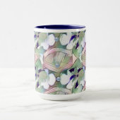 抽象芸術の花と真珠ブルービッグマグカップ マグカップ (中央)