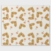 抽象芸術の花と蝶の柔らかい黄色のboho ラッピングペーパー (フラット)